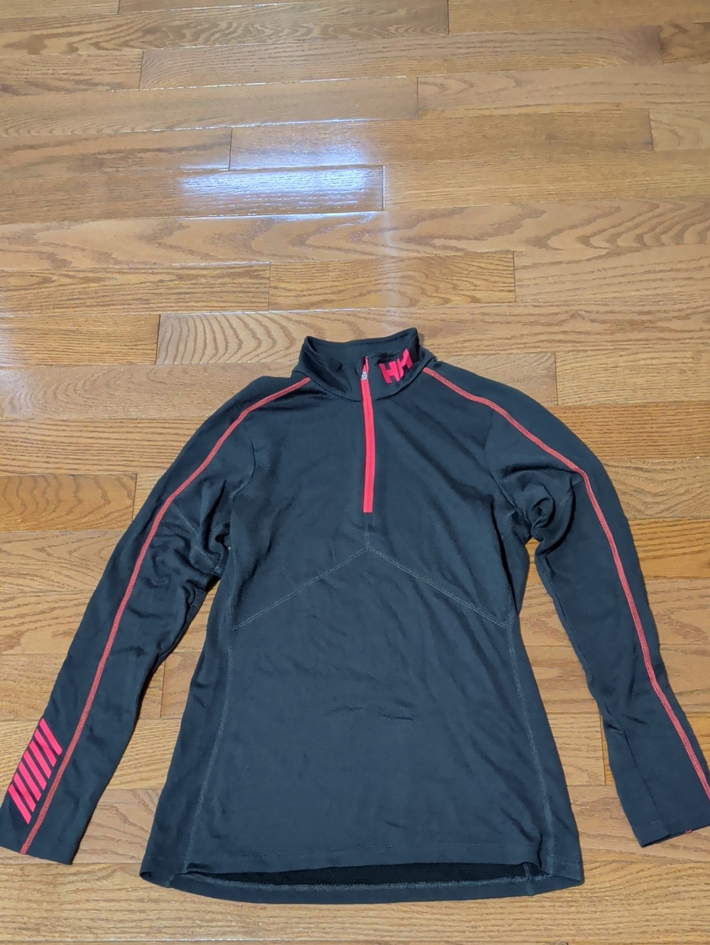 Helly Hansen Black Zip-Up Performance Sweater with Red Accents